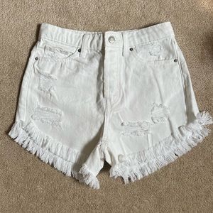 Wild Fable white jean shorts in a size 0 for sale!
